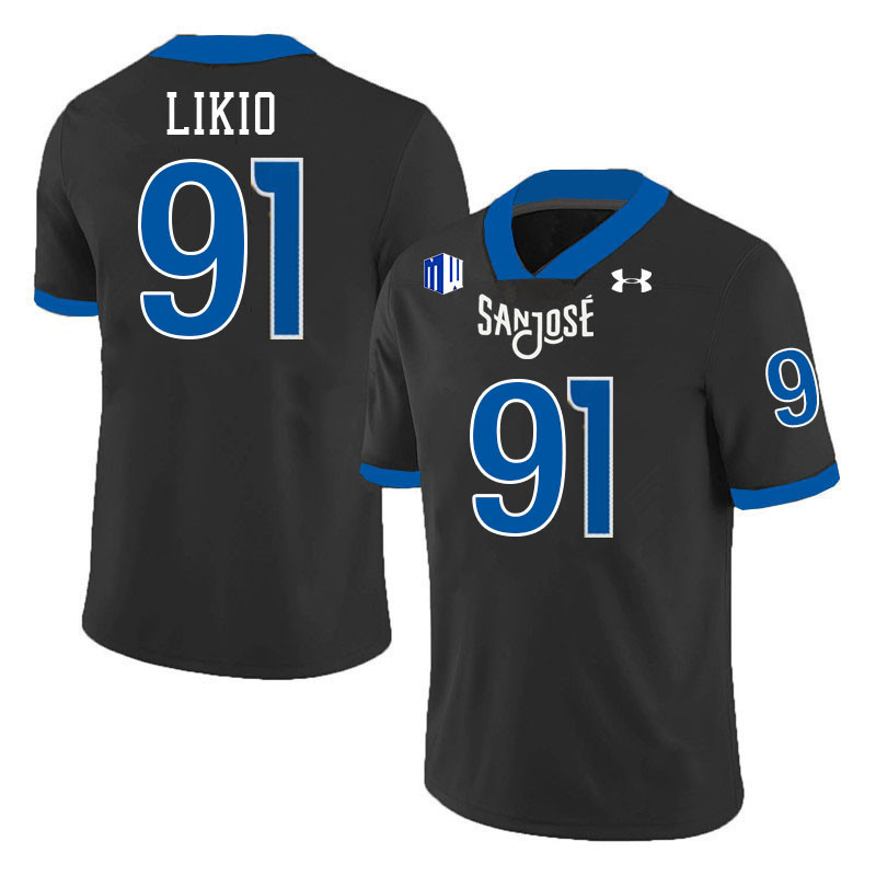 San Jose State Spartans #91 Quincy Likio College Football Jerseys,Uniforms-Black